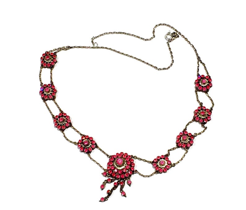 COLLAR de plata de ley con baño de oro y pasta de rubí, de estilo georgiano a victoriano imagen 3