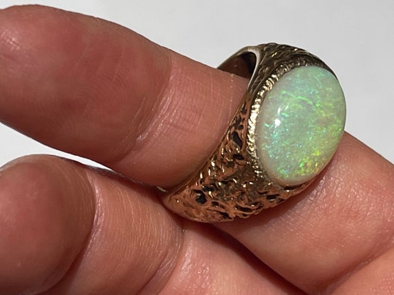 14k Mans Australian Opal ring Unisex Opal Natural… - image 4