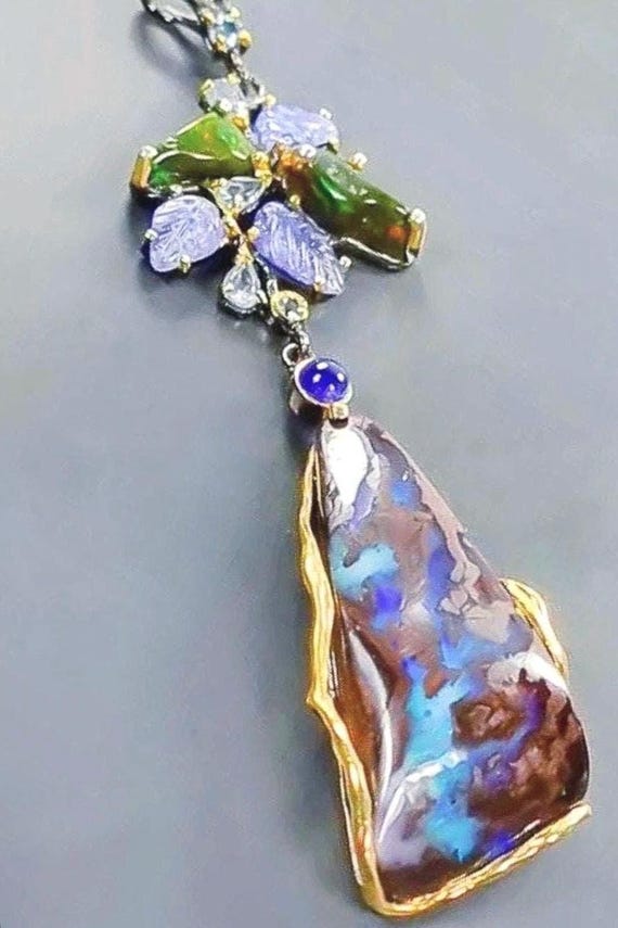 BIG 45Ct Australian Boulder Opal pendant Boulder Opal pendant  opal pendant Modernist Opal pendant