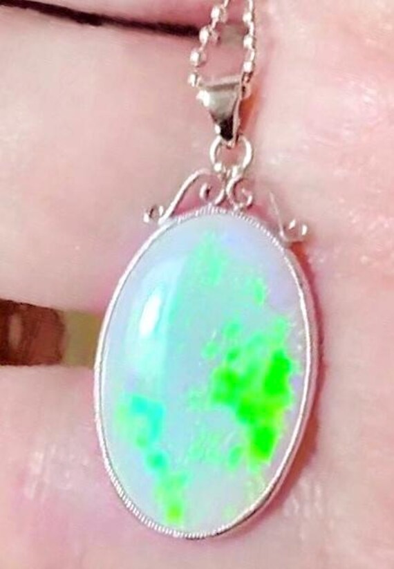 Platinum Australian Mintabie FIRE Opal bezel set … - image 3