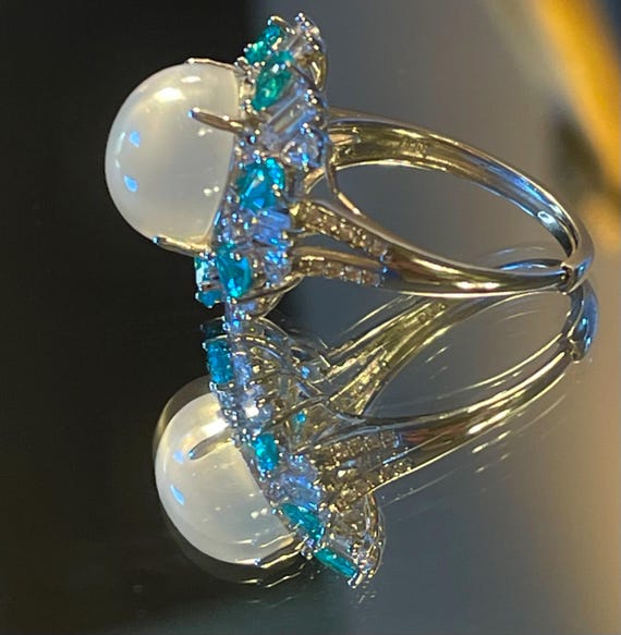 Natural Tall Moonstone ring ranslucent natural ca… - image 5