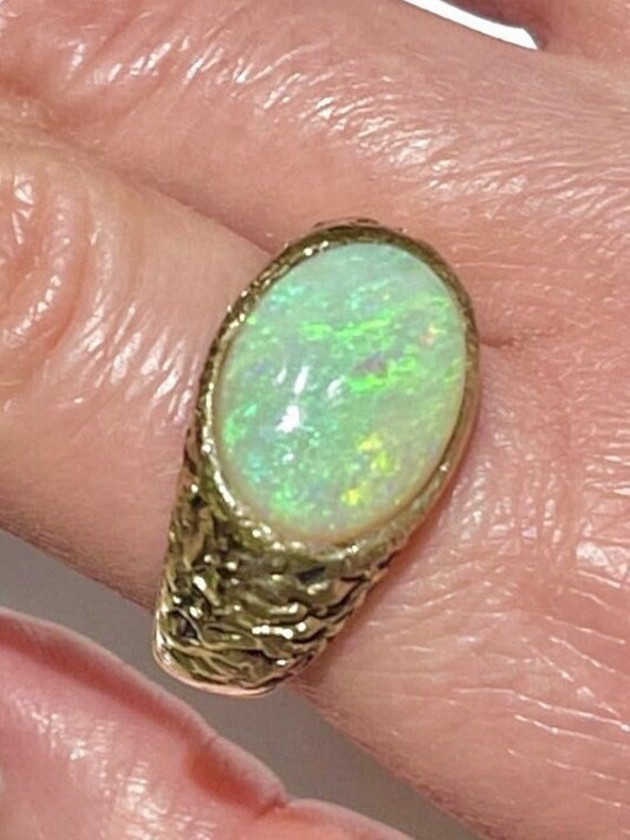 14k Mans Australian Opal ring Unisex Opal Natural… - image 2