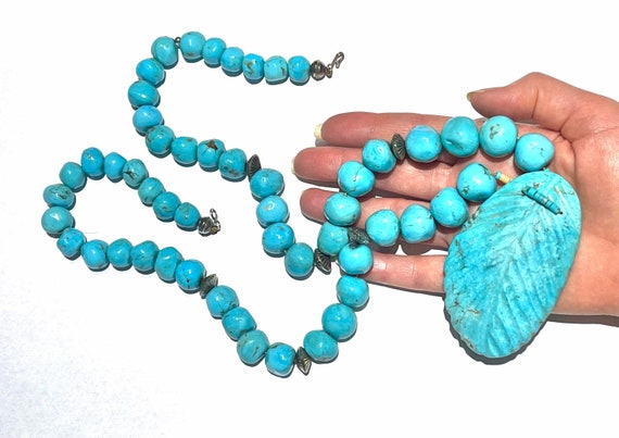 HUGE 1194TCW Navajo turquoise bead necklace Ultra… - image 4