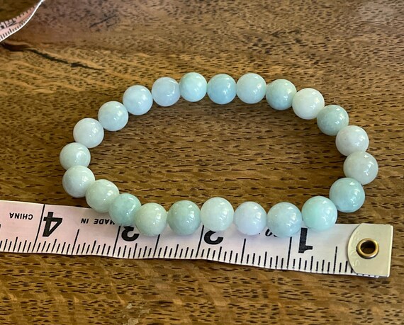Jadeite beads bracelet unisex jadeite beads bracelet Mans jadeite bracelet mans bracelet bluish green jadeite View 5