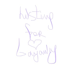 May include: Handwritten text in purple ink that reads "Hustling for love always".