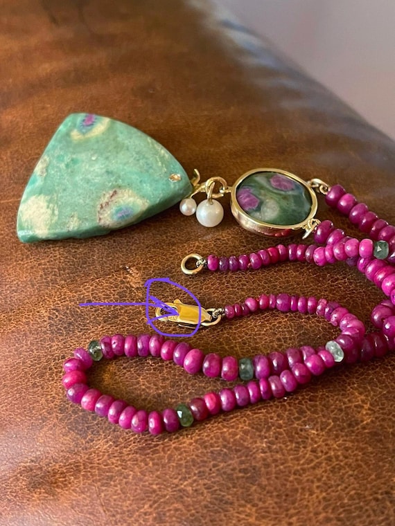 14k Zoisite Ruby necklace vintage ruby necklace b… - image 6