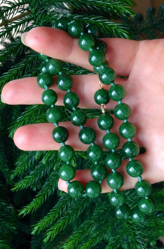 14k gold translucent  green Jade  necklace