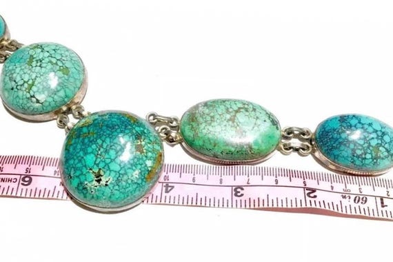 BIG Native American turquoise necklace spider web… - image 2