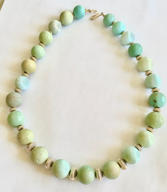 Antique Chinese Natural Turquoise round beads nec… - image 5