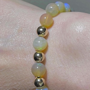 14k Australian semiblack opal beads braclet