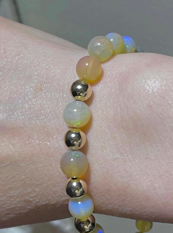 14k Australian semiblack opal beads braclet