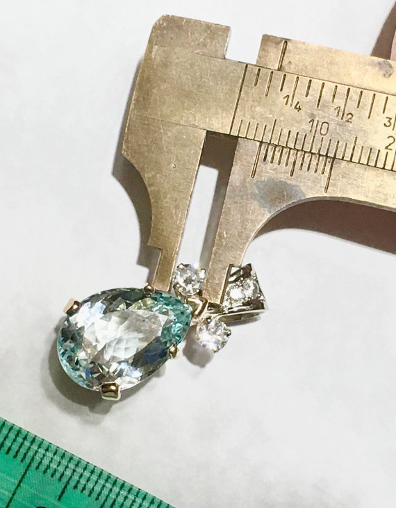 Large 14k gold Aquamarine diamonds pendant - image 4
