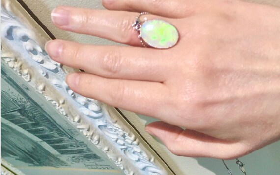 Platinum Australian Mintabie FIRE Opal bezel set … - image 8