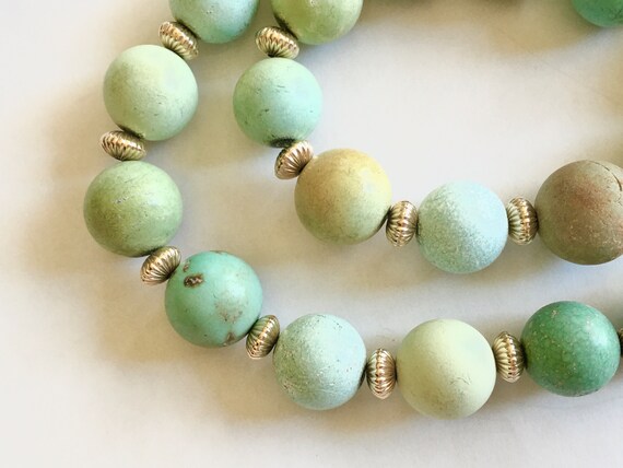 Antique Chinese Natural Turquoise round beads nec… - image 10