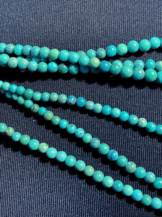 Natural three strands Turquoise necklace in sterl… - image 4