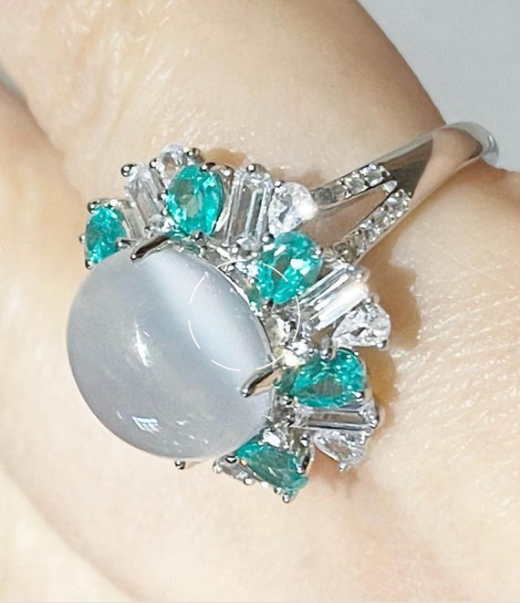 Natural Tall Moonstone ring ranslucent natural ca… - image 7