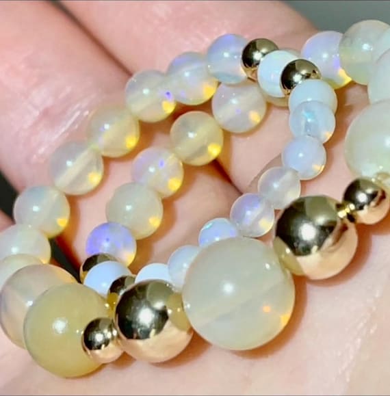 14k Australian semiblack opal beads braclet