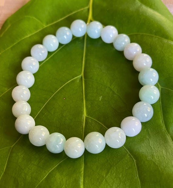 Jadeite beads bracelet unisex jadeite beads bracelet Mans jadeite bracelet mans bracelet bluish green jadeite