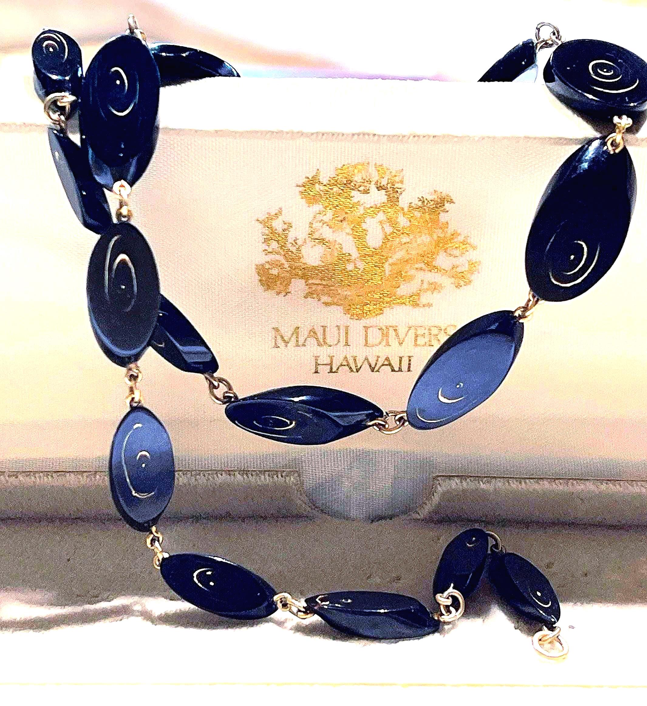 Retired Maui Divers Natural Black Coral Graduated Necklace Station