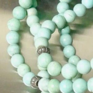 Antique Untreated Turquoise necklace in original antique state Art deco to Post Art Deco opera green turquoise necklace