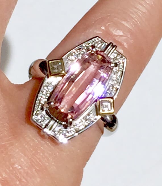 Platinum Pink tourmaline diamonds 4.99TCW Art Dec… - image 1