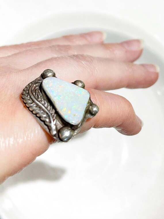 Native American Opal ring October birthstone ring Native American opal ring sterling View 2