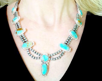 Natural Turquoise Necklace Native American Style Number 8