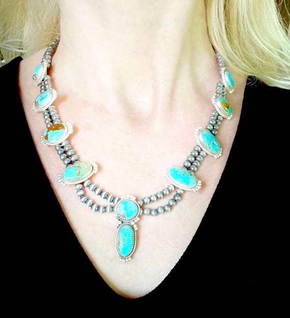 Natural Turquoise Necklace Native American Style Number 8