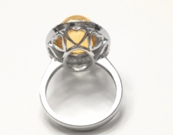 14k natural citrine Victorian style diamond halo … - image 5