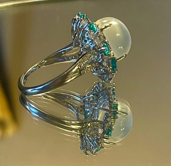 Natural Tall Moonstone ring ranslucent natural ca… - image 3