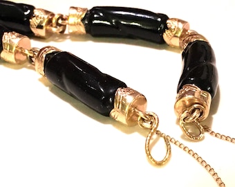 Victorian 14k black coral bracelet unisex bracelet mans coral bracelet chased victorian bracelet