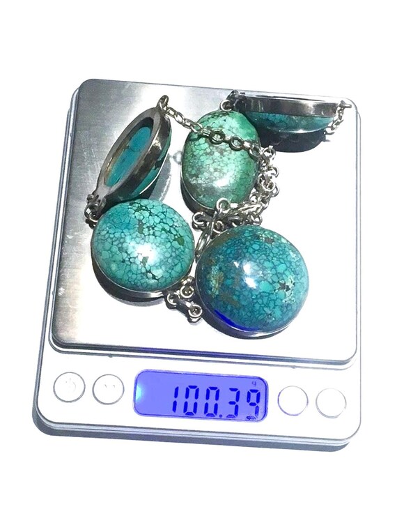 BIG Native American turquoise necklace spider web… - image 6