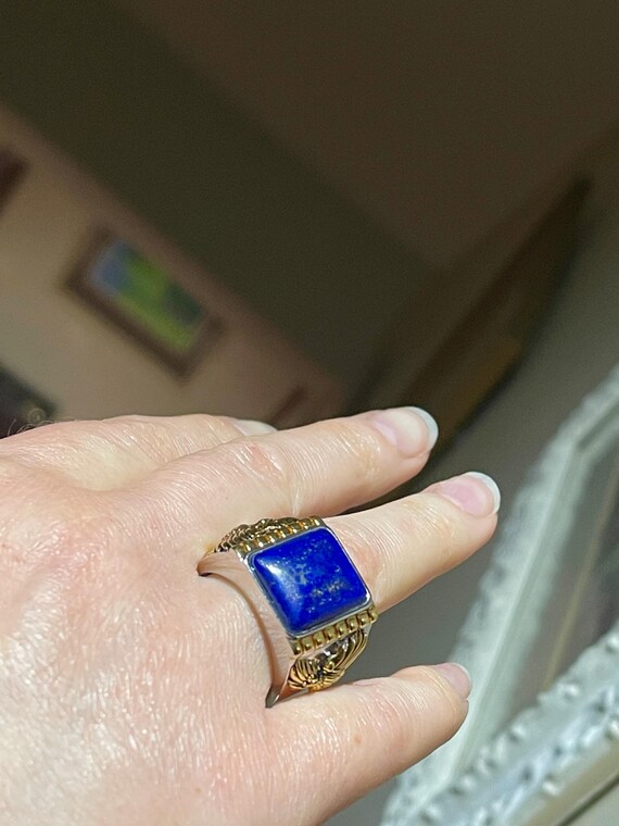 Native American Eagle Lapis Ring: Sterling Silver… - image 4
