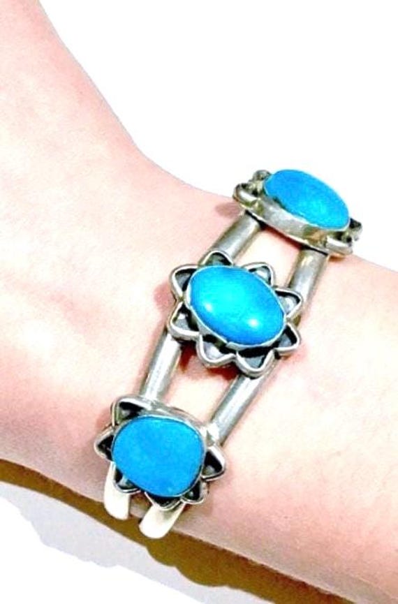 Old Morenci Sterling blue gem quality high grade Morenci Turquoise Bracelet