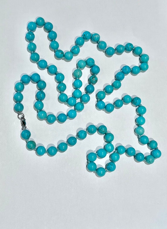 Sky blue 42” opera Chinese Turquoise necklace Chi… - image 4