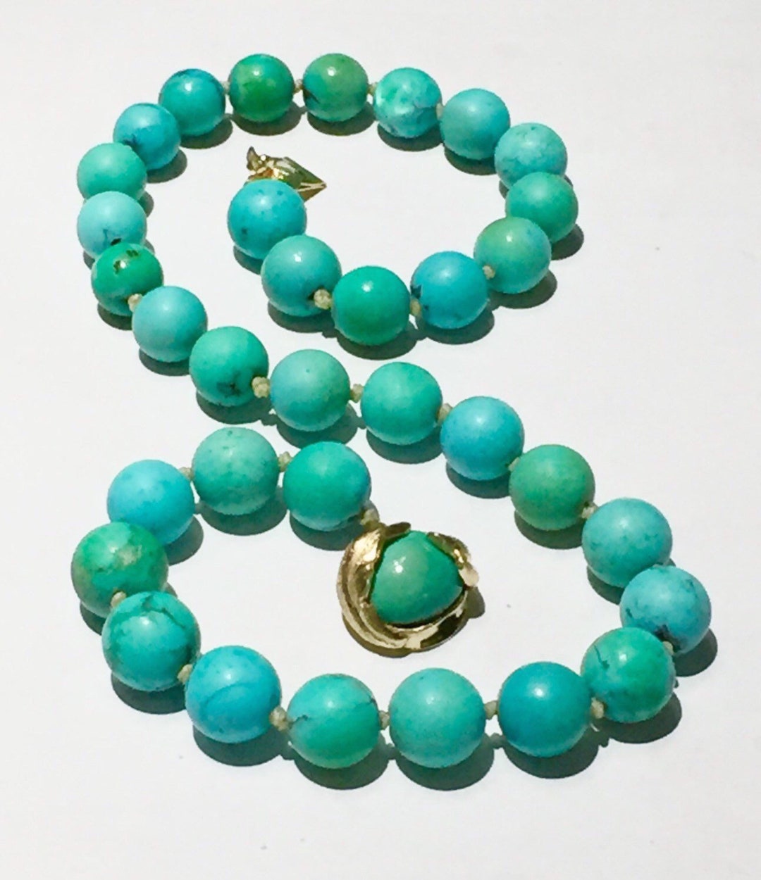Untreated Solid Robin Egg Turquoise Necklace GIA Gemologist Tested