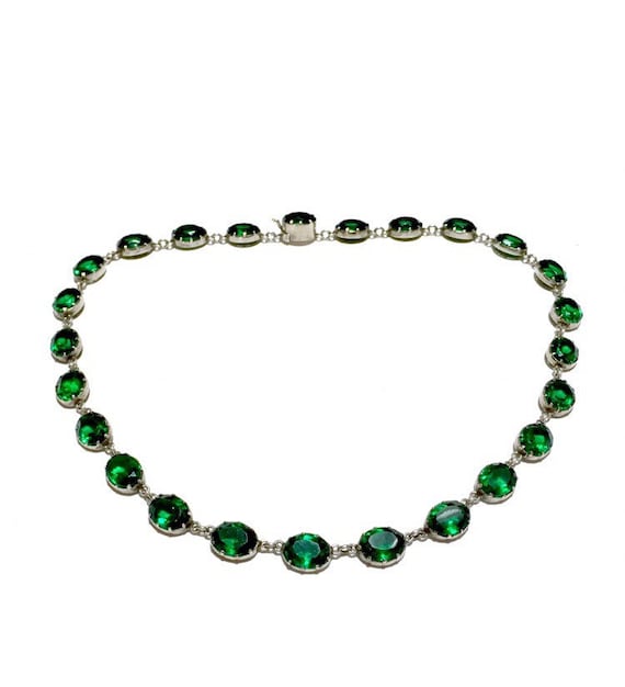 RARE English Riviere Victorian Emerald paste Rivi… - image 1