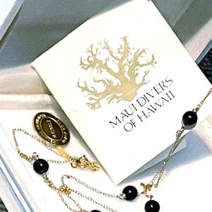 Retired Early 14k Maui Divers Royal Hawaiian Black Coral Necklace