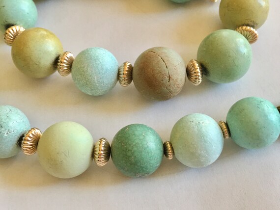 Antique Chinese Natural Turquoise round beads nec… - image 8