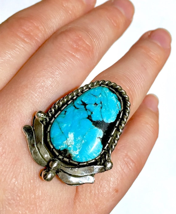 Antique Vintage Navajo Stormy Mountain Turquoise Sterling Silver