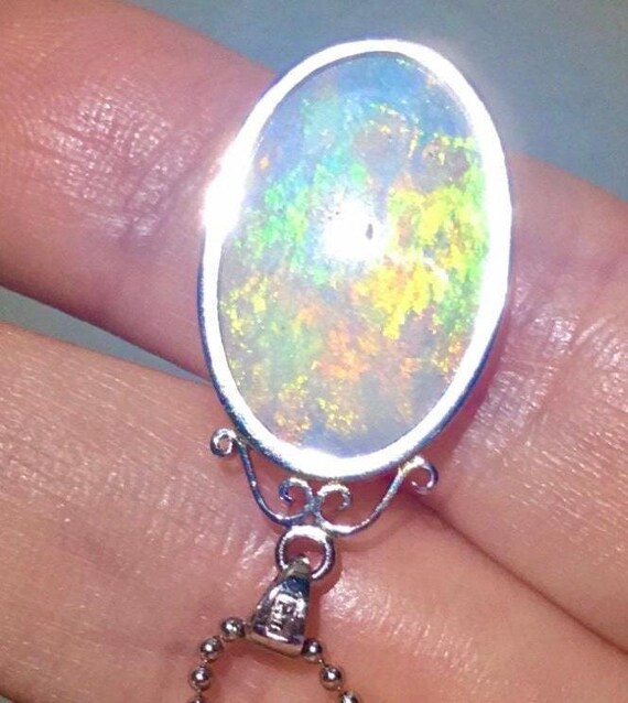 Platinum Australian Mintabie FIRE Opal bezel set … - image 4