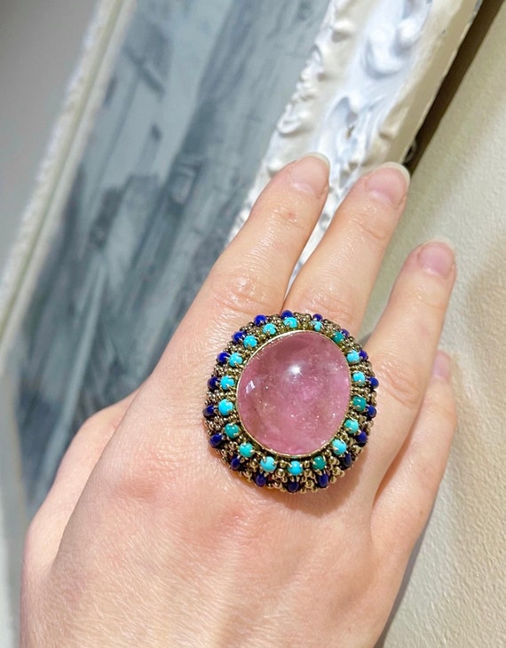 HUGE Victorian Pink tourmaline turquoise hali lapi