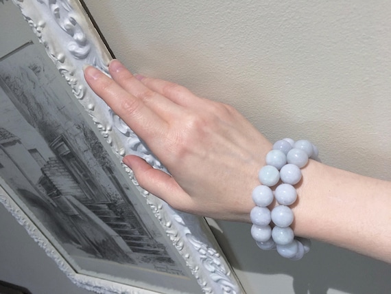 Pale Lavender bluish Jadeite bracelet lavender bluish Jadeite beads
