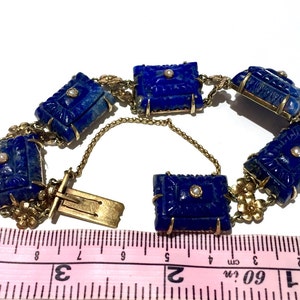 Pulsera de semillas de perlas antiguas de lapislázuli victoriana de 18k