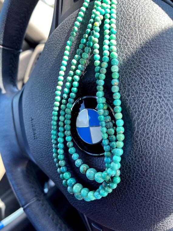 Natural three strands Turquoise necklace in sterl… - image 6