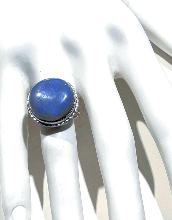 BIG Black Opal Platinum Ring Australian Natural Solid Black Opal ring View 3