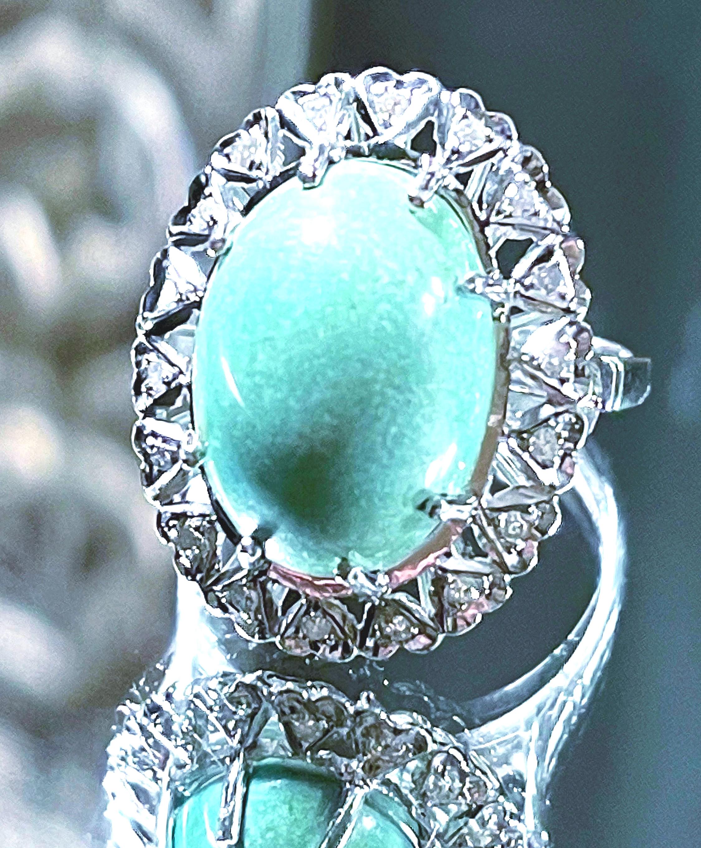 BIG Untreated Turquoise Diamonds Halo Ring Diamonds Halo Ring in
