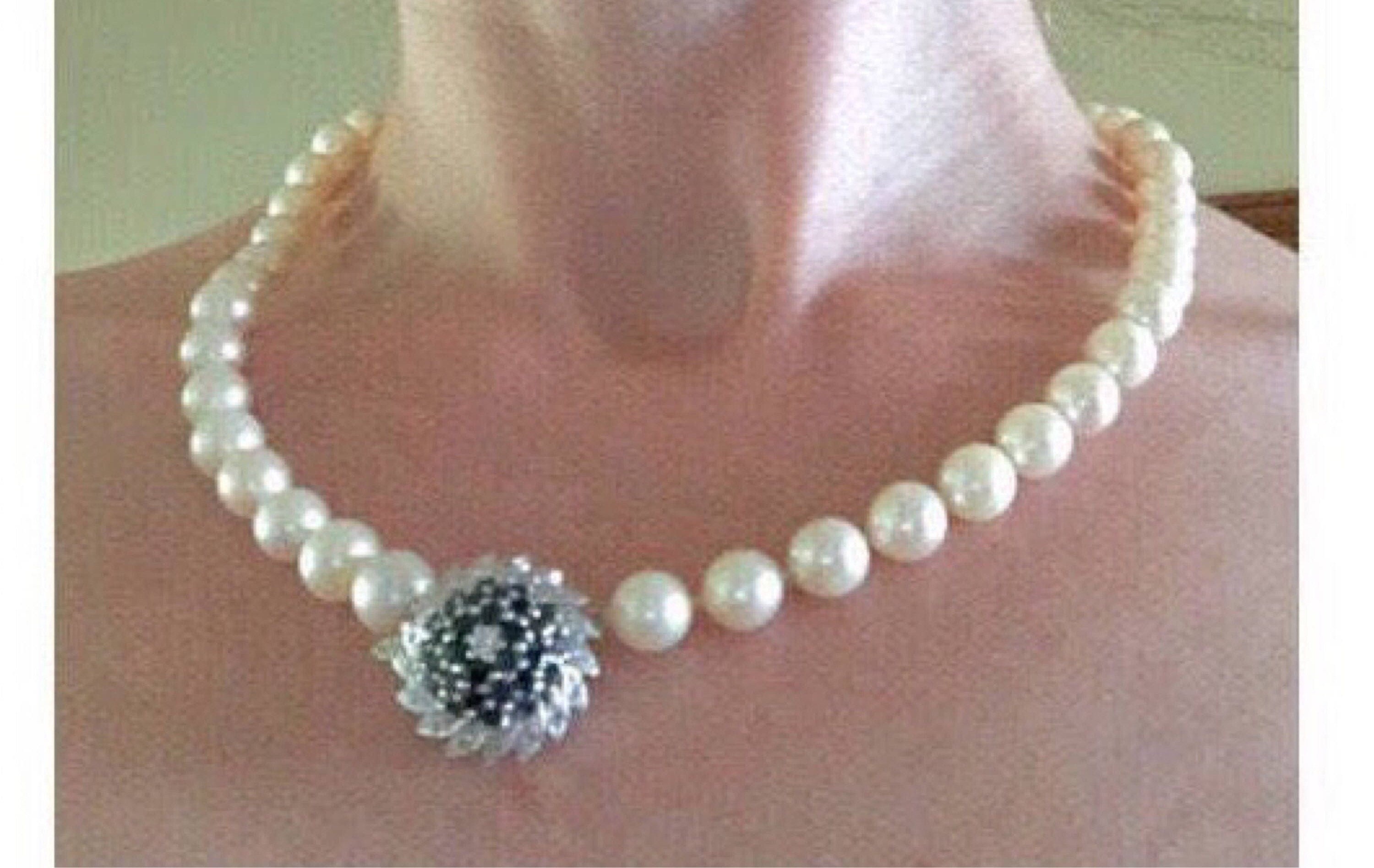 Natural Gold South-Sea Pearl Necklace with Diamond Clasp