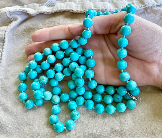 Sky blue 42” opera Chinese Turquoise necklace Chi… - image 3
