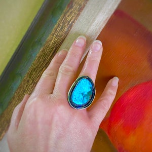 Rare antique Navajo Morenci Turquoise Sterling Silver Ring